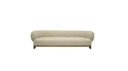 SF 1004 - Sofa - 3 Seater - Oatmeal Fabric Rolled Wrap Around Back
