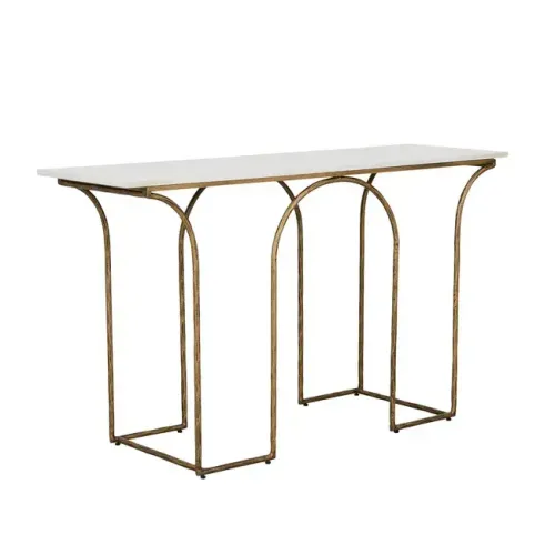 CN 0021 - Antique Brass Arch Design Frame with White Marble Top Console