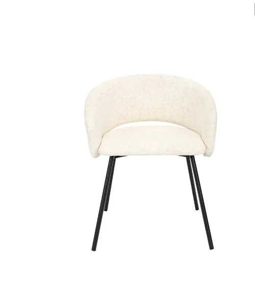DC 0038 - Dining Chair - Natural Tweed Curved Back with Matt Black Steel Legs