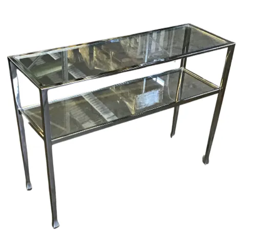 CN 4009 - Console - 2 Tier Glass Inlay Shelves on Silver Frame