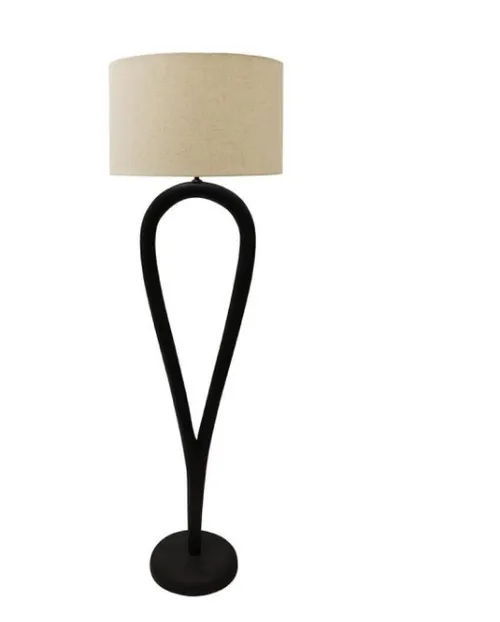 FL 0010 - Floor Lamp - Lora Wooden Lamp in Black Sandblast