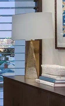 LP 0563 - Table Lamp - Gold Angular Prism Base with White Shade