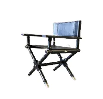OC 0051 - Black Faux Leather Directors Chair with Stainless Finishes