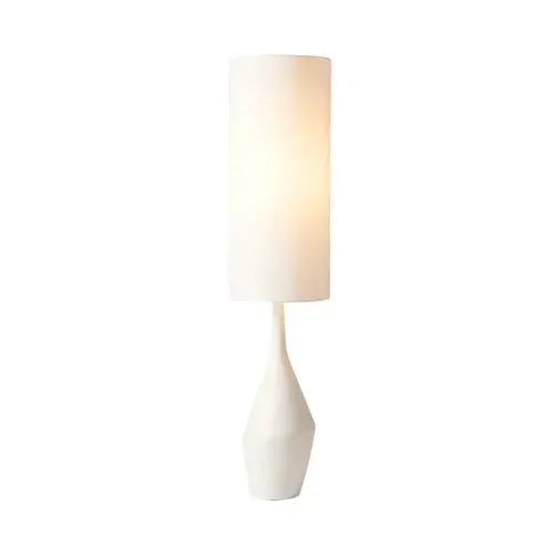 LP 0077 - Table Lamp - White Ceramic Vase Base with Elongated Drum Shade