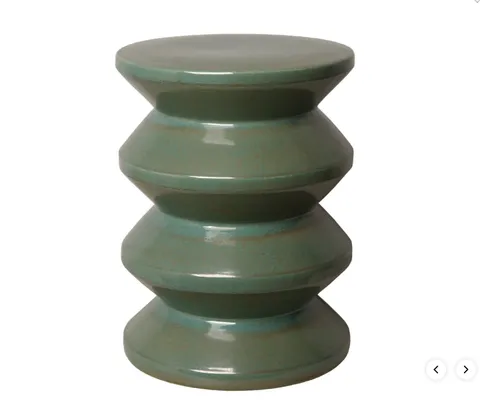 ST 0120 - Side Table - Green Ceramic Accordion Shaping
