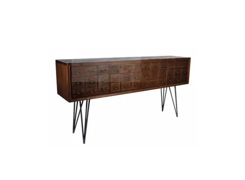 BF 0006 - Dark Timber Buffet with Black Steel Legs