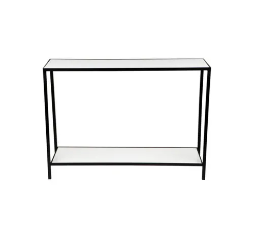 CN 6032 -  2 Tier White Stone Console on Black Frame