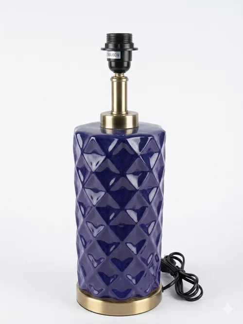 LP 5014 - Table Lamp - Blue Geometric Dimples with Gold Trim
