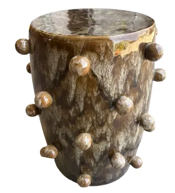 ST 0043 - Side Table - Pip Ceramic Stool Olive Glossy 