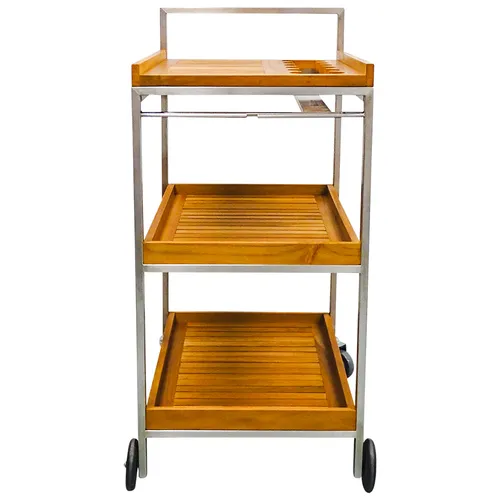 BC 0006 - Bar Cart - Outdoor Aluminium & Teak 3 Tier