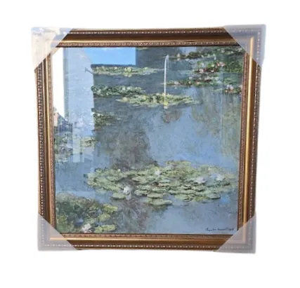 AW 0427 - Artwork - Medium - Pond with Lily Pads in Antique Gold Frame