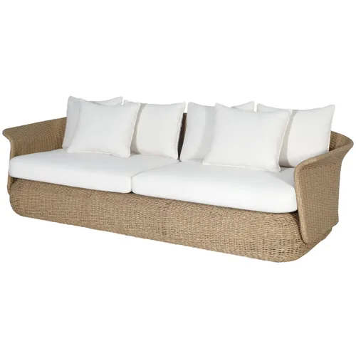 OD SF 2501 - Outdoor - Sofa - Catalina 3 Seater Natural Wicker with Ivory Seat Cushion