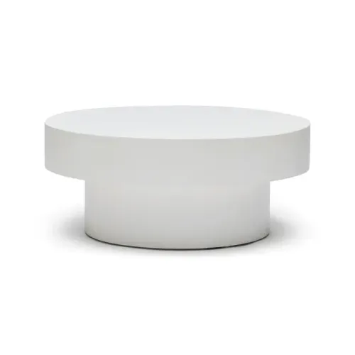 CT 0094 - Coffee Table - Round Top on Cylinder Base in Chalky Satin White