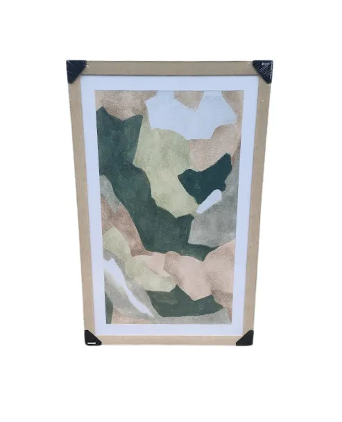 AW 0430 - Artwork - Extra Large - Abstract Neutral Tones Print in Natural Framed Glass