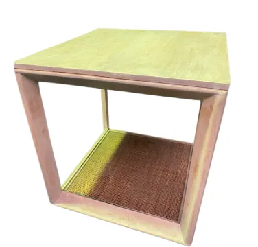ST 0047 - Side Table - Square Light Timber Frame with Glass Bottom Shelf