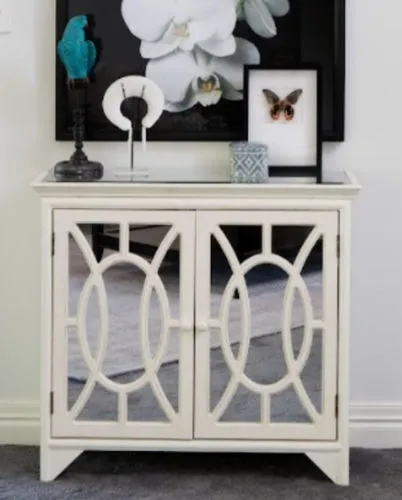 Beresford White Mirrored Large 2 Door Bedside Cabinet - BST 2051