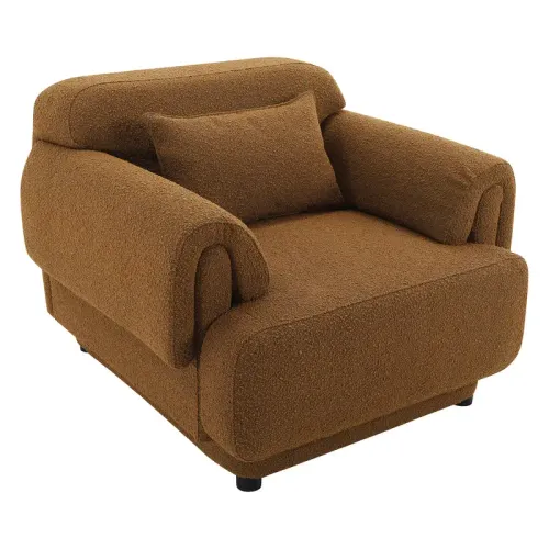 OC 0046 - Occasional Chair - Honey Boucle Arm Chair with Folded Arm Rests