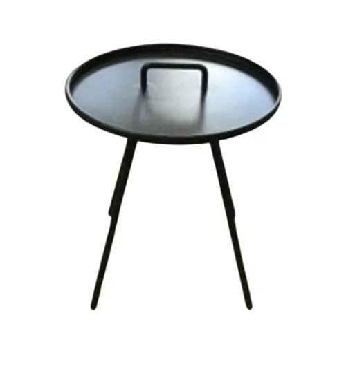 ST 6563 - Side Table - Black Metal tray top with Handle on Tri-legs
