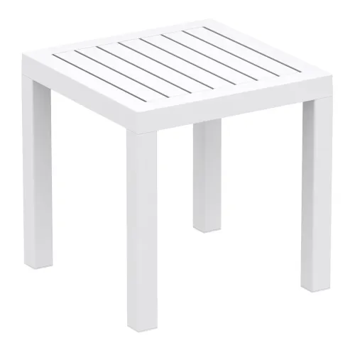 OD ST 9021 - Outdoor - Side Table - Square White Aluminium Slatted