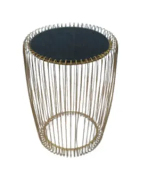 ST 0048 - Side Table - Gold Metal Wire Base with Black Glass