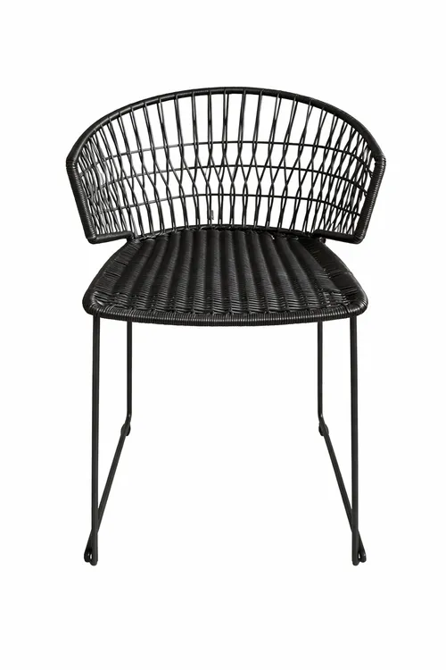 OD DC 7008 - Outdoor - Dining Chair - Black Wire Look Wrapped Steel Curve Back 