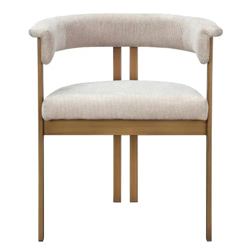 DC 0100 - Dining Chair - Beige Velvet Fabric on Brushed Gold Rounded Frame