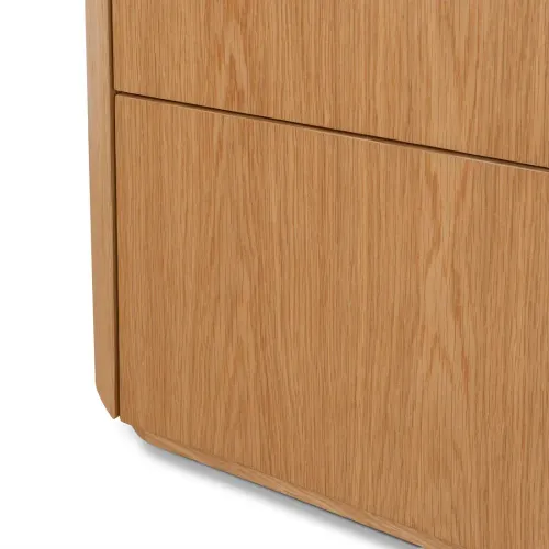 BST 0038 - Bedside Table - Natural Oak Veneer Contemporary 2 Drawer