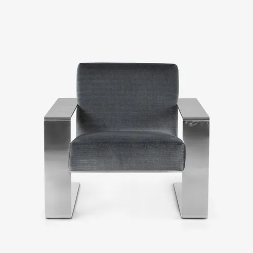 OC 6976 - Stainless Steel Wide Frame Occasional Chair with Aniseed Upholstery 