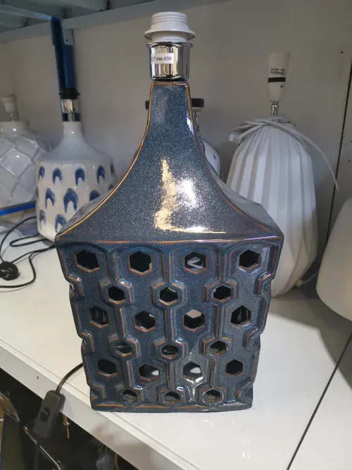 LP 5181 - Table Lamp - Blue Ceramic with Cut-outs