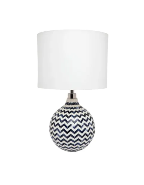 LP 0028 - Table Lamp - Heraldic Blue with White Drum Shade