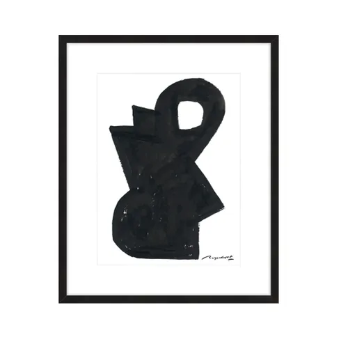 AW 0463B - Artwork - Large - Abstract Charcoal in Black Frame