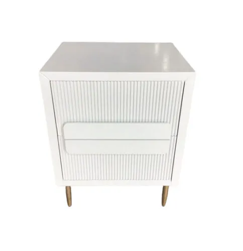 Light Grey Fluted 2 Drawer Bedside Table - BST 7874