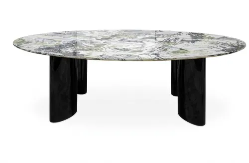 DT 0053 - Dining Table - Oval Marble Look Green/Grey