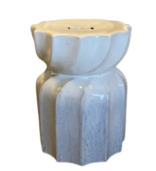 ST 0103 - Side Table - Off White Ceramic Swirl Feature with Blue Tones 