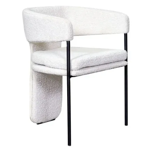 DC 0043 - Dining Chair - White Boucle Rounded with Cut-Out