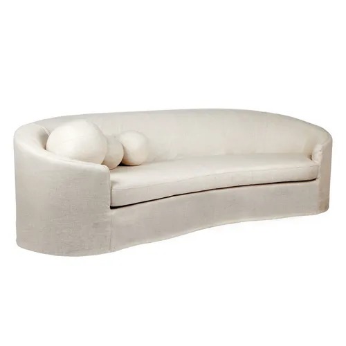 SF 6505 - Sofa - 3 Seater - Curved with Natural Linen Slip Cover 