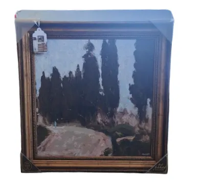AW 0429 - Oil Paint Canvas Dark Trees in Brass Frame - Small Canvas