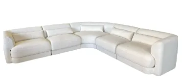 SF 9909 - Modular Sofa - Ivory Boucle Curved Profile 5 Piece