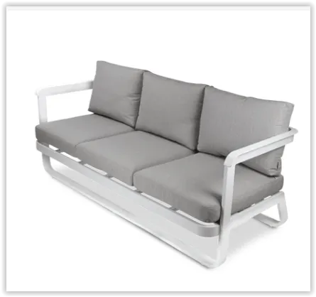OD SF 6753 - Outdoor - Sofa - Grey Cushion with White Aluminium Rounded Edge Frame