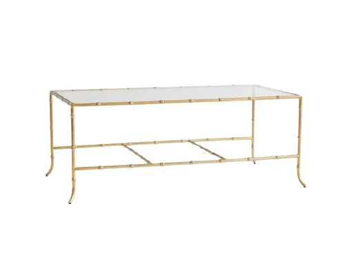 CT 6105 - Coffee Table - Gold Bamboo Look Frame with Mirror Top