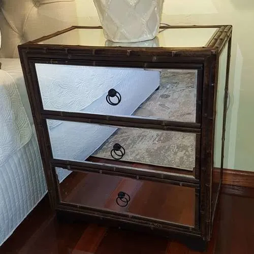 Beresford Brown Mirrored Large 3 Drawer Bedside Table - BST 2026