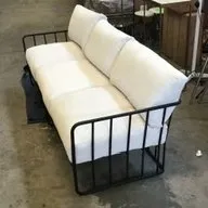 OD SF 6212 - Outdoor - Sofa - 3 Seater Black Aluminium Frame with White Linen Cushions