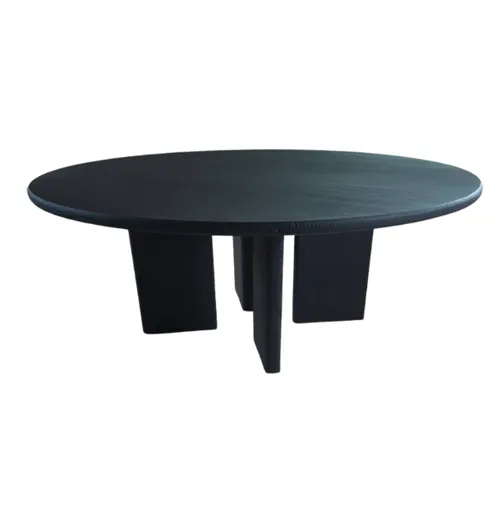 CT 9559 - Coffee Table - Black Circular Wood with Tri Leg Base