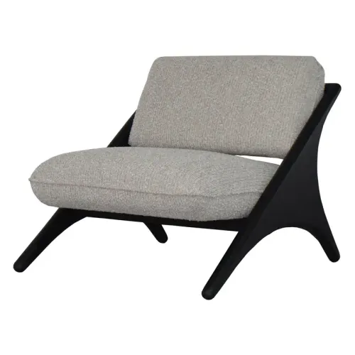 OC 0045 - Occasional Chair - Natural Mottled Grey Fabric on Angular Black Timber Frame