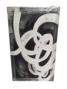 AW 4851 - Small White Swirl Lines on Charcoal Unframed Canvas