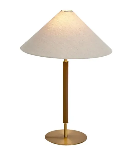 LP 0094 - Table Lamp - Conical Brass & Wood