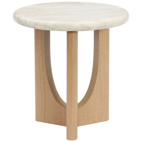 ST 0129 - Side Table - Dior Travertine Top & Wood Base