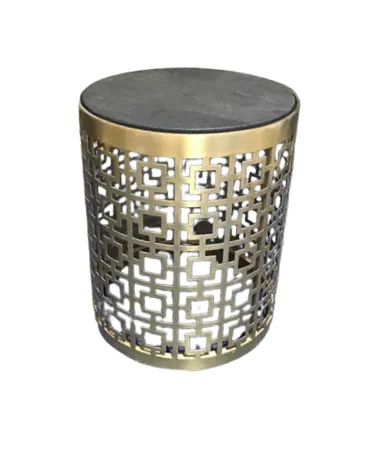 ST 5555 - Side Table - Cylindric Black & Gold Antique