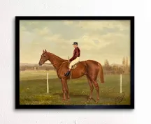 AW 5021A -  Matilda Horse Back Encased in Small Glass Brown Frame