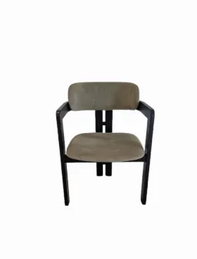 DC 0049 - Dining Chair - Curved Black Frame with Olive Velvet Seat Upholstery
